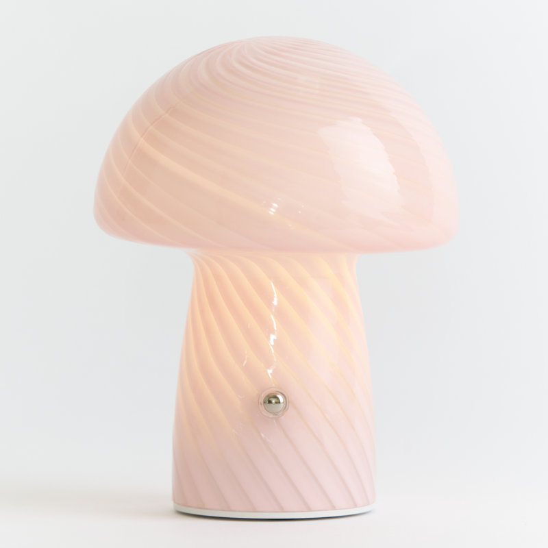 Mini lampe champignon en verre sans fil , Rose, Rose