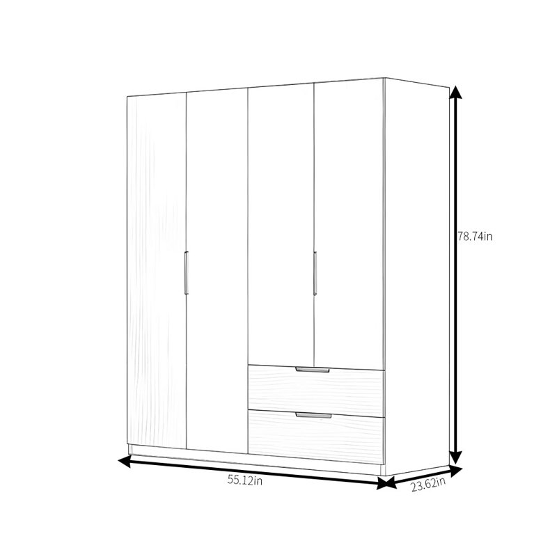 Simple Wooden Colour Wardrobe, H 79 po x l 55 po x P 24 po