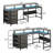 67" L Shaped Computer Desk With LED Lights And Power Outlets-628373188