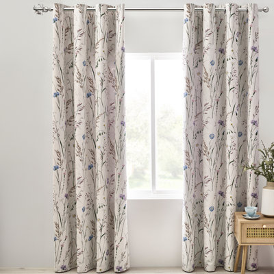 Grasmere Floral Fully Reversible Eyelet Curtains 66x90cm