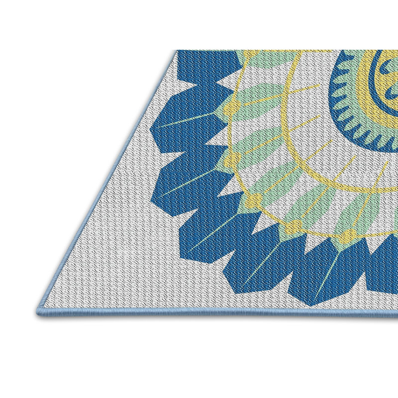 Tapis abstrait bleu marine / vert / gris, Rectangle 5 pi x 7 pi