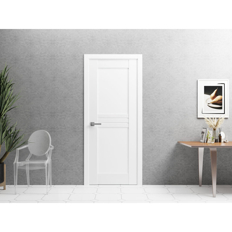 Porte française solide pré-suspendue / Mela 7444 / poignée simple à panneau régulier / portes de chambre à coucher modernes pour salle de bain
