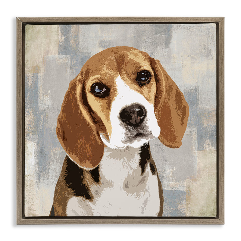 Pet Beagle en attente, H 18 po x l 18 po, Cadre flottant orme Montalcino