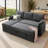 L-Shaped Sleeper Sofa with Storage Chaise Pull-Out Bed, Linen Gray-1001516064