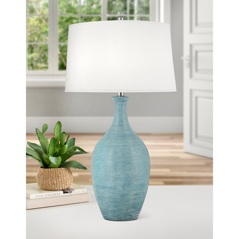 Filare 31 in. Spun Sky Blue Ceramic Table Lamp