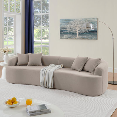Canapé modulaire incurvé modulaire en tissu de laine d'agneau, style minimaliste moderne, comprimé (aucun assemblage requis), confortable pour le salon et la chambre à coucher