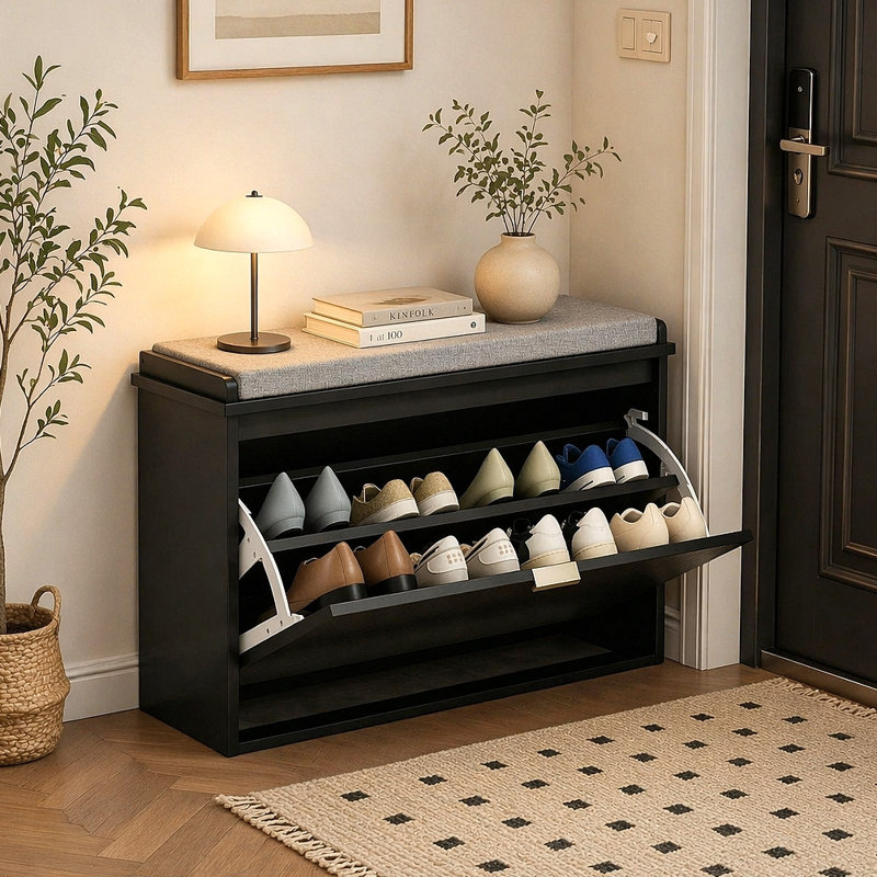 Armoire à chaussures élégante, banc de rangement, banc à chaussures