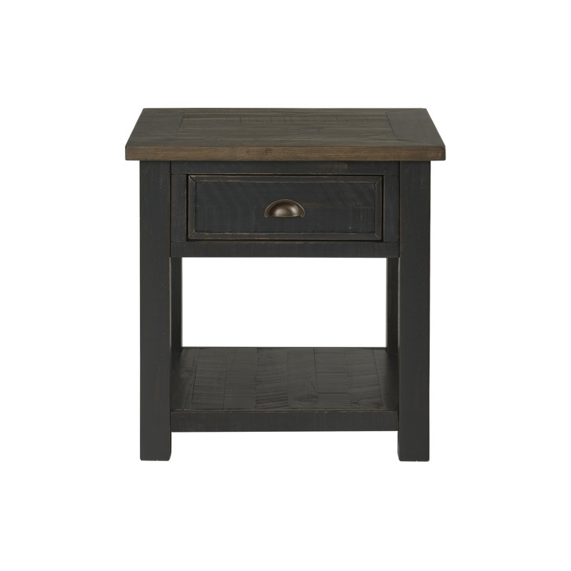 Table de bout avec rangement Holliman, Noir / brun