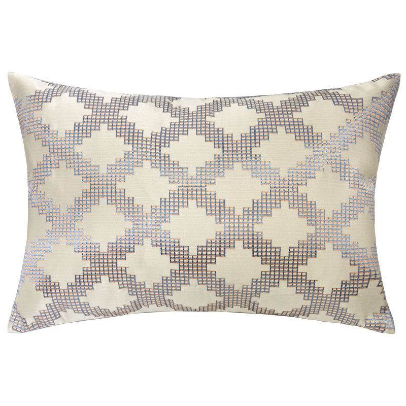 Geometric Satin Throw Pillow, Cream/Brown
