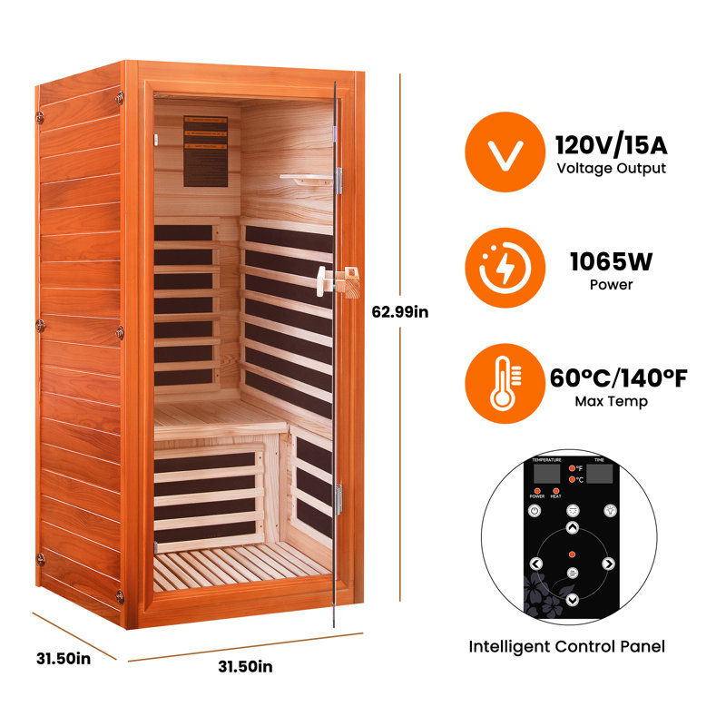 Tilson Single Far Infrared Sauna Room with Douglas Fir Construction