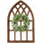 Farmhouse Arched Window Frame Wall Decor 20 X 32 Inches, Hanging Burning Finish Cathedral Wooden Window Frame, Handmade Rustic Faux Window Pane