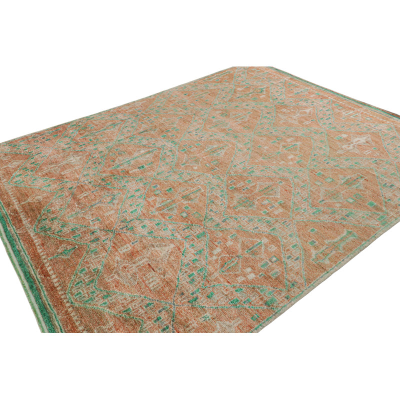 Rug & Kilim’S Moroccan Style Rug In Orange With Blue And Green Geometric Pattern
