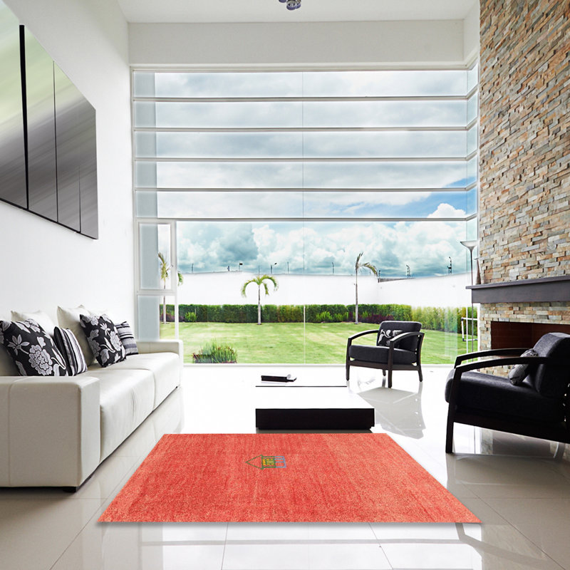 Tapis contemporain corail, Carré 3 pi