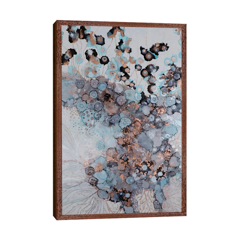 Into The Blue by Mishel Schwartz - Painting on Canvas, Classic Brown Wood Floater Framed, 101.6cm H x 66.04cm W x 3.81cm D