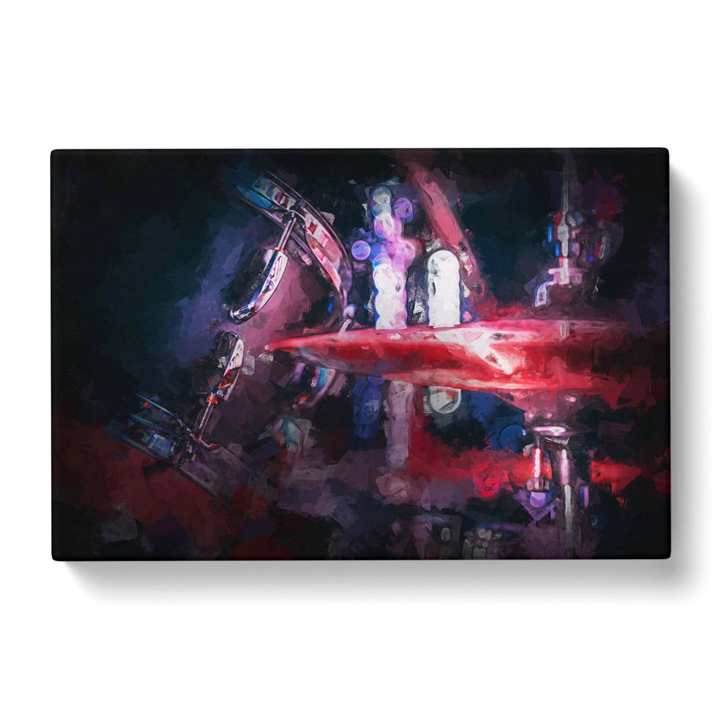 Drum Kit in Abstract - Wrapped Canvas, 60cm H x 91cm W x 3cm D