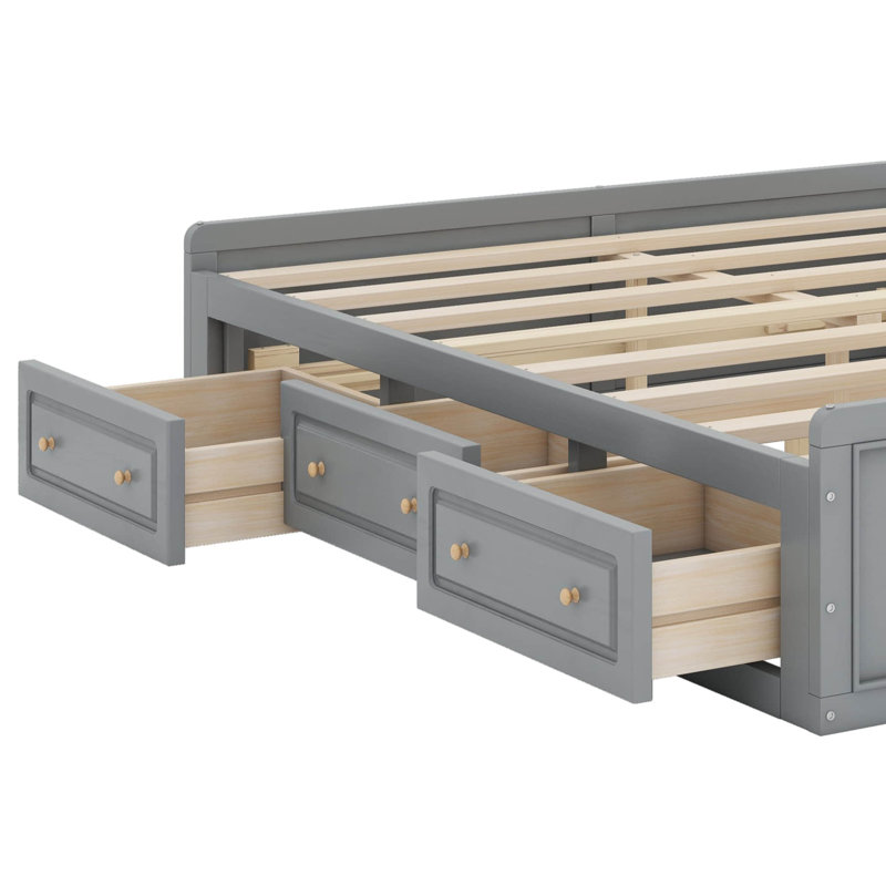 Structure de lit plateforme grand avec 6 tiroirs