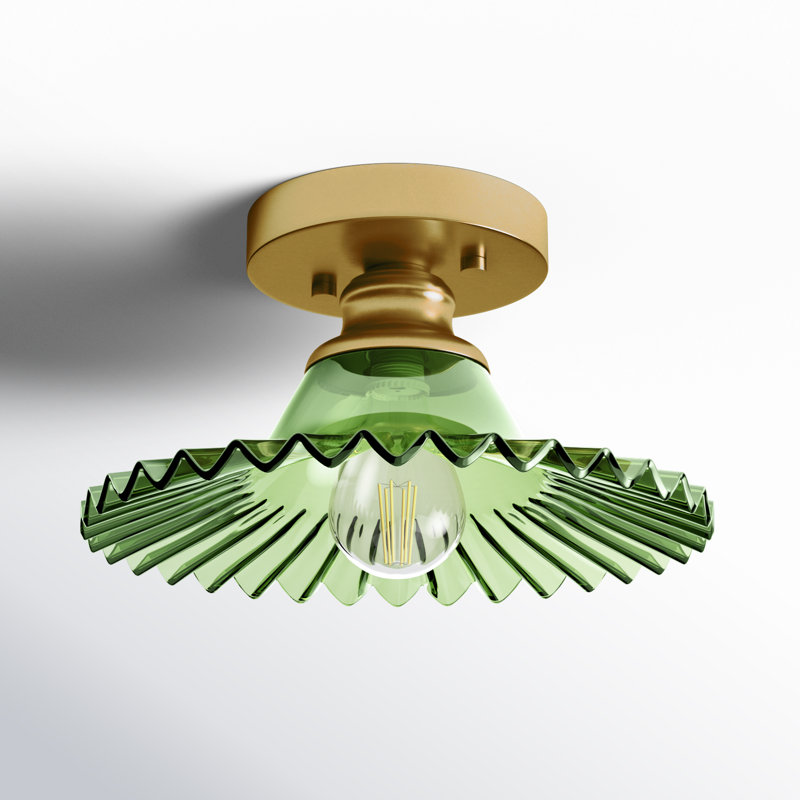 Saffron Glass Flush Mount, Green