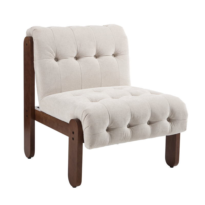 Modern Chic Accent Chair - Solid Wood Frame With Tufted Upholstered Seat & Back - Quilted Button Detailing- Cozy Armchair For Living Room, Bedroom