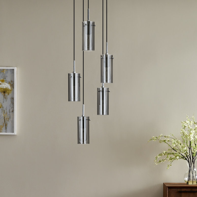 Angelina 5 - Light Cluster Pendant, Chrome, Smoked