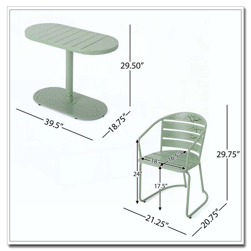 Ensemble de patio 3 pièces, Vert