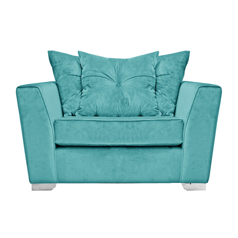 Quade 2 Seater Velvet Loveseat, Turqouise
