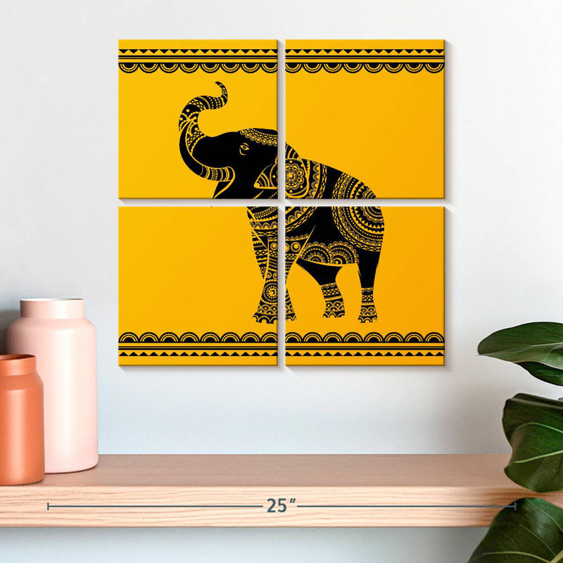 Éléphant orné, H 18 po x l 18 po