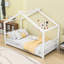 Lit plateforme simple en bois avec toit en forme de maison-874422199