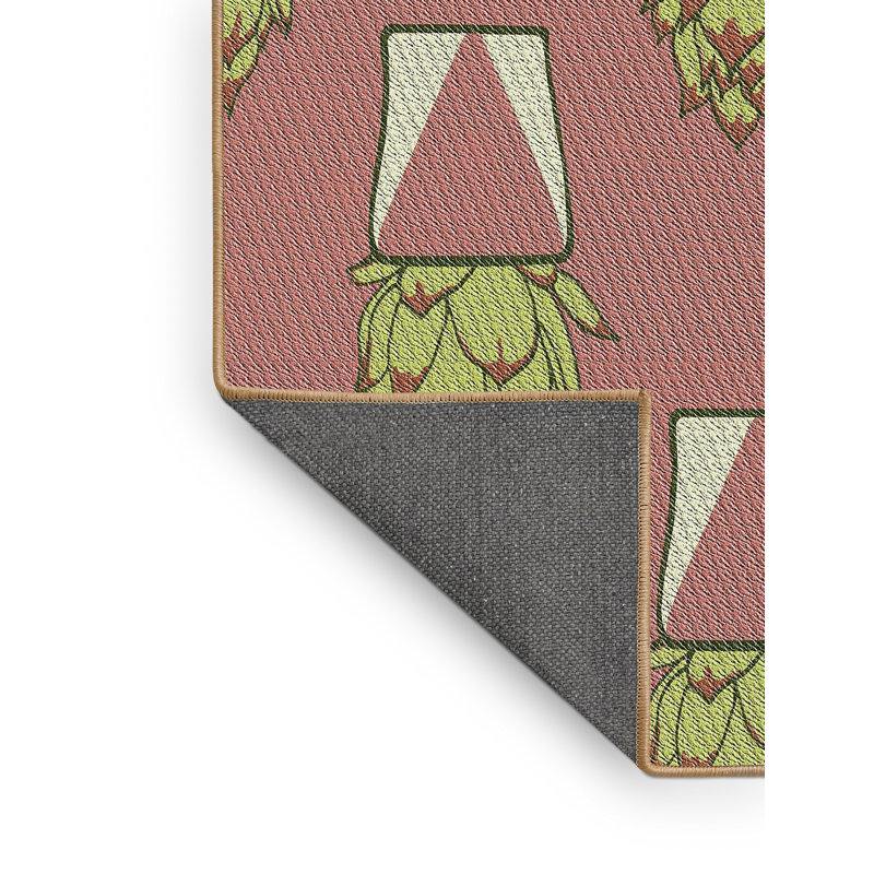 Tapis à motifs rose clair / vert, Rectangle 4 pi x 6 pi