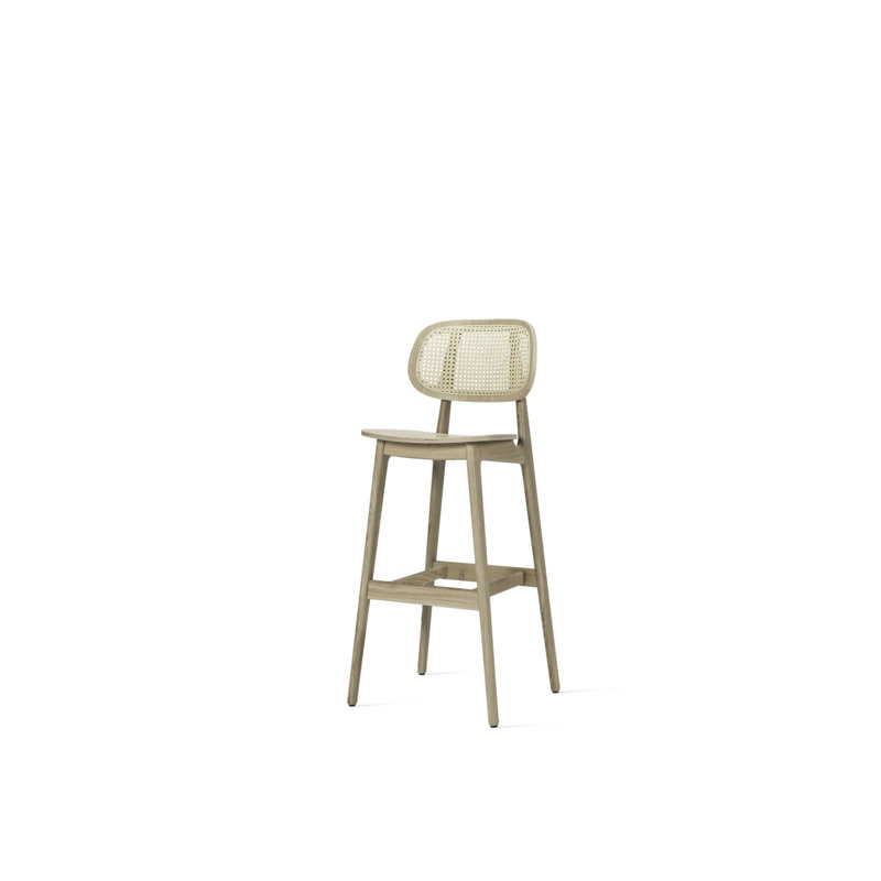 Titus Bar Stool with Solid Wood Frame, Natural