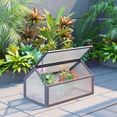 Serre-châssis en bois, jardinière surélevée portative, grise