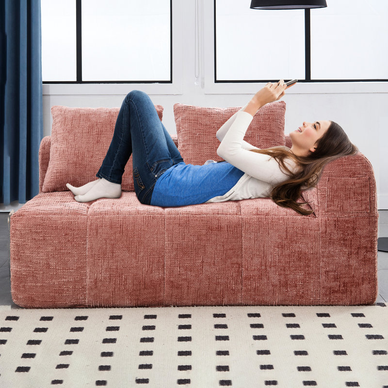 Couches d'appartement en chenille rose - rebond rapide et look élégant pour le salon, H 30,77 po x l 30,22 po x P 30,9 po