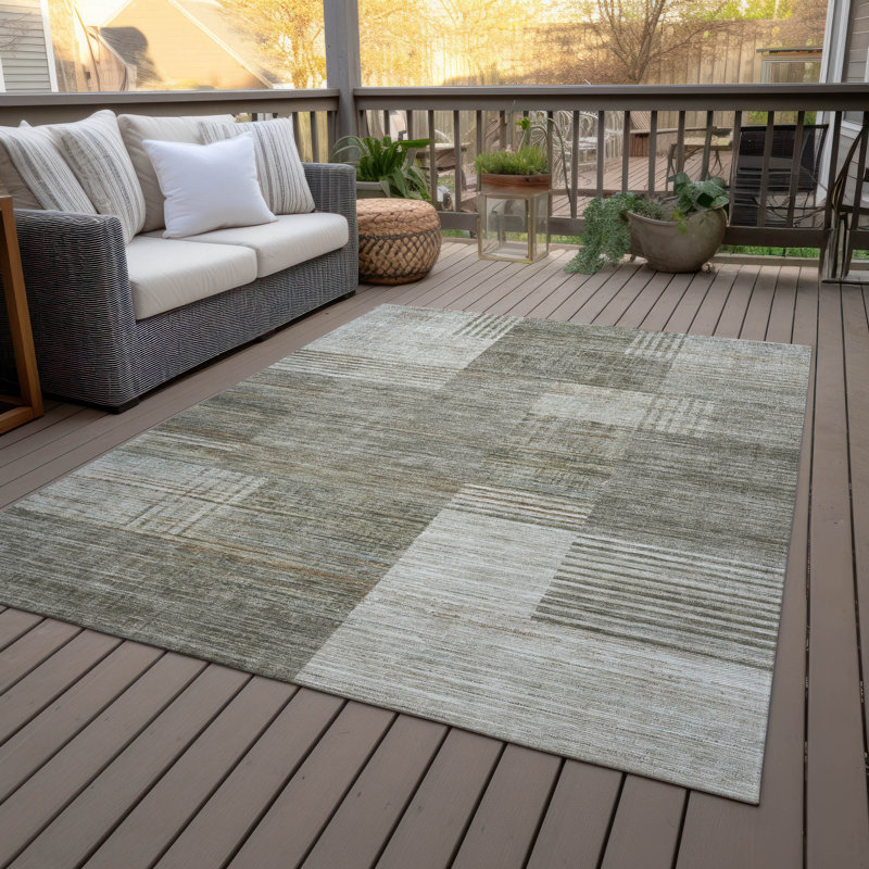 Tapis géométrique intérieur / extérieur lavable à la machine Jacinto ACN2149, Rectangle 9 pi x 12 pi