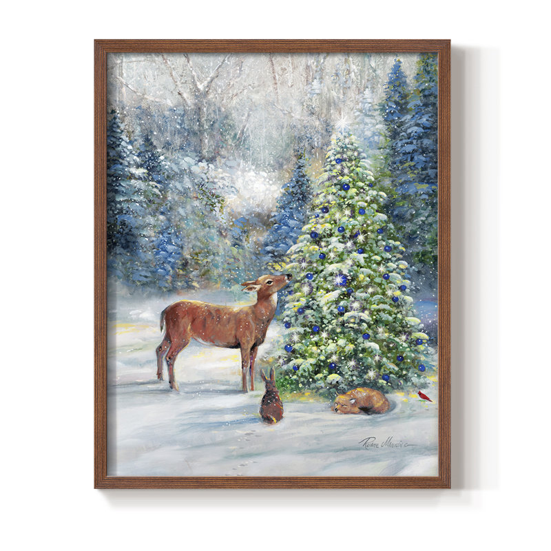 Winter Gathering Framed Print - Solid Wood, Brown, 28" H x 22" W