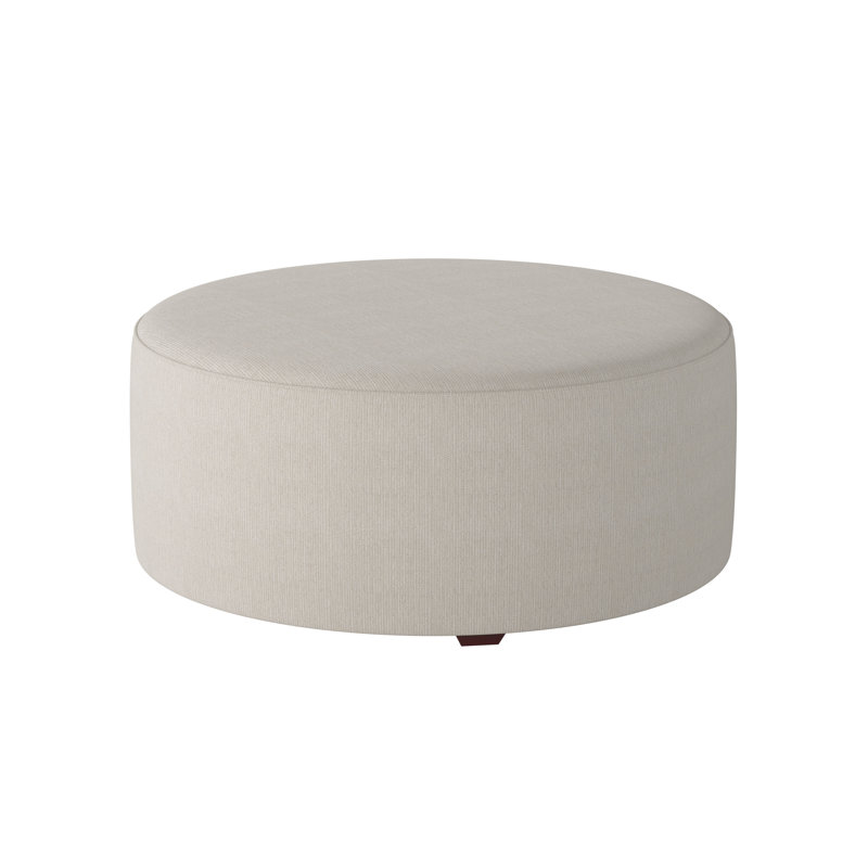 Weigand 39" Wide Round Abstract Cocktail Ottoman, Truth or Dare Salt Revolution Performance Fabrics