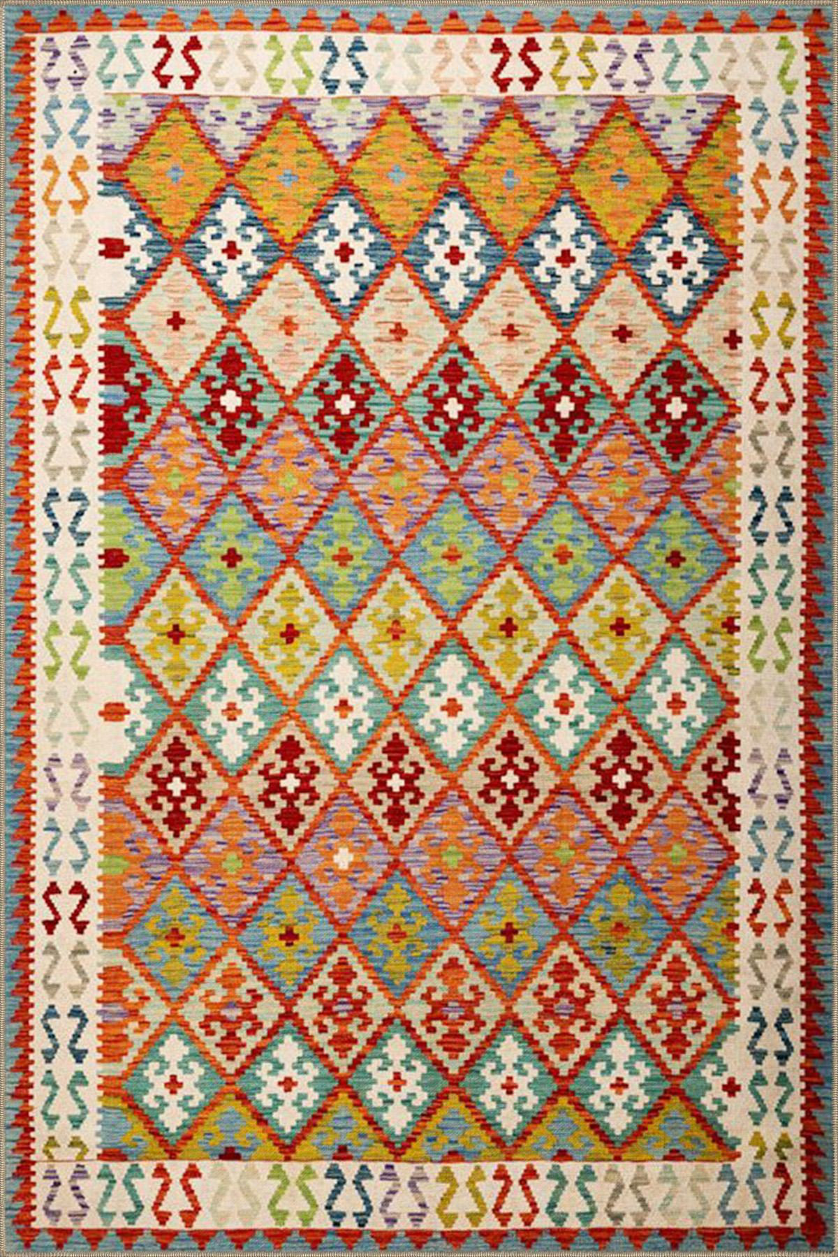 Diamond Patterned Rug Ruggable Hokku Designs Multi Color Traditional Modern Diamond Pattern Woven Base ...