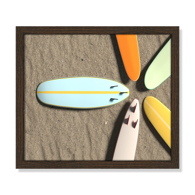 " Surf Circle " by Alexander Mils, Pas de tapis, Cadre flottant blanc, H 13,5 po x l 19,5 po x P 2 po