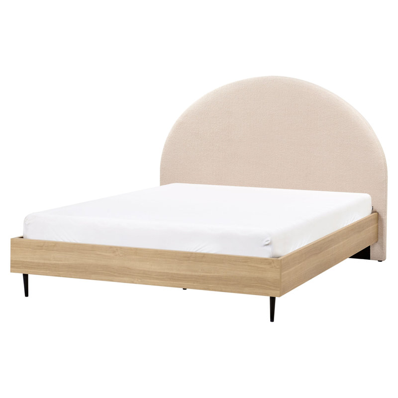 Bed Boucle MILLAY 200 cm Beige, European Kingsize (160 x 200 cm)