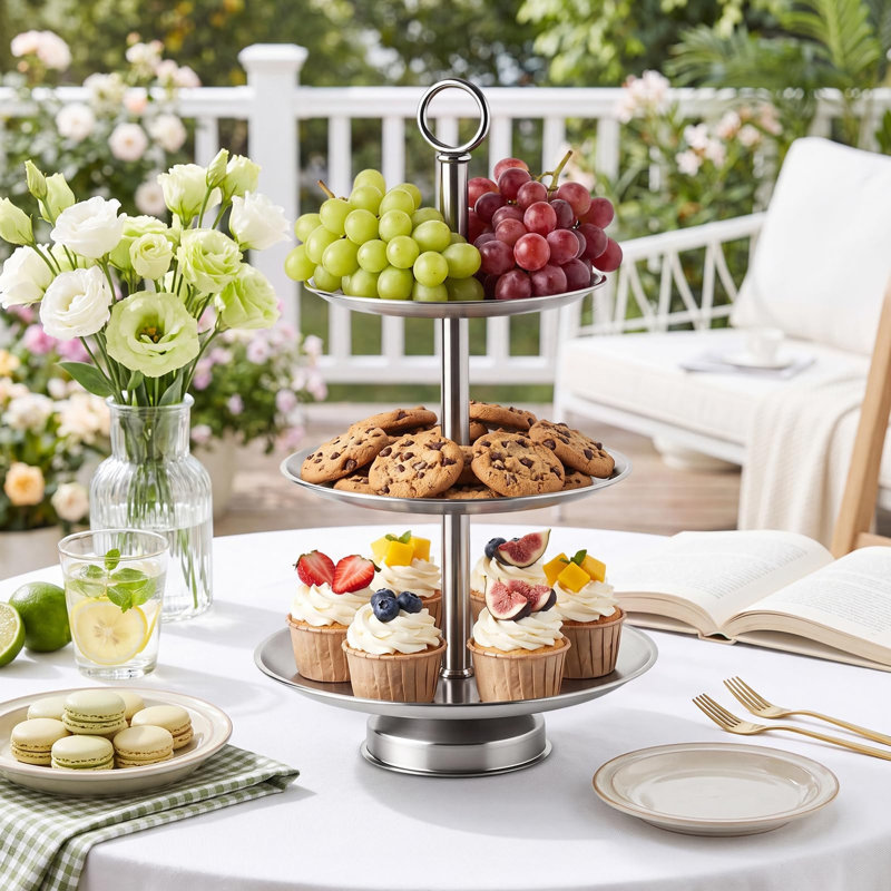 3 Tier Silver Metal Cupcake Stand Holder