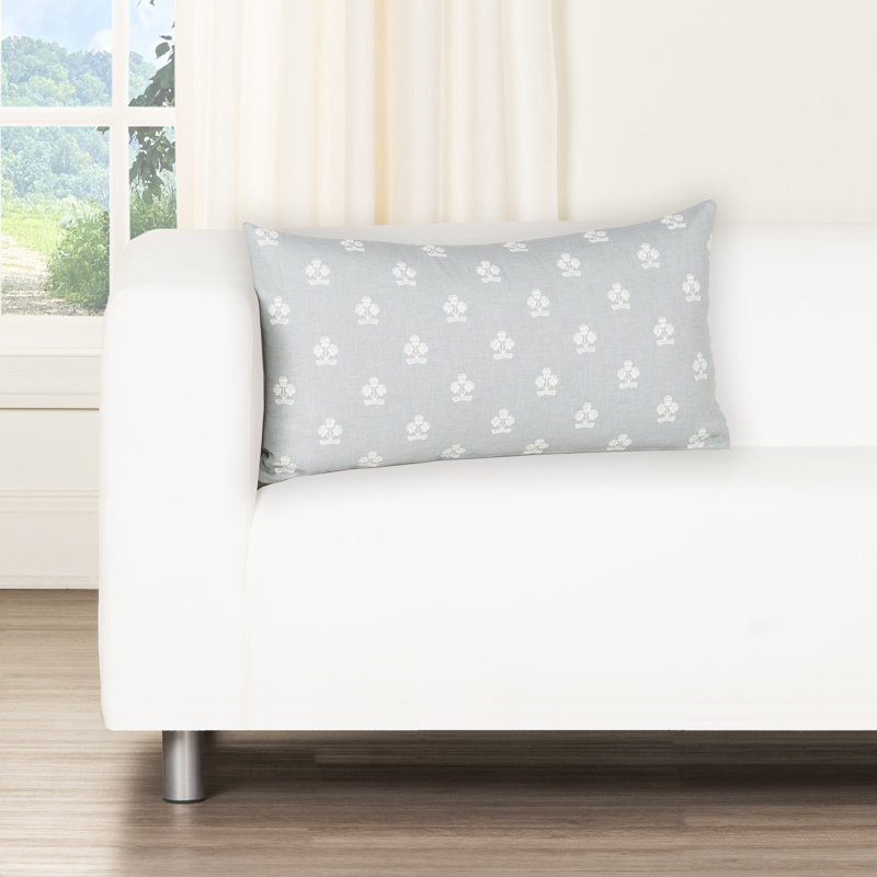Housse et insert de coussin Hamachi, Plumes, Rectangle H 14 po x l 26 po, Misty Blue Floral