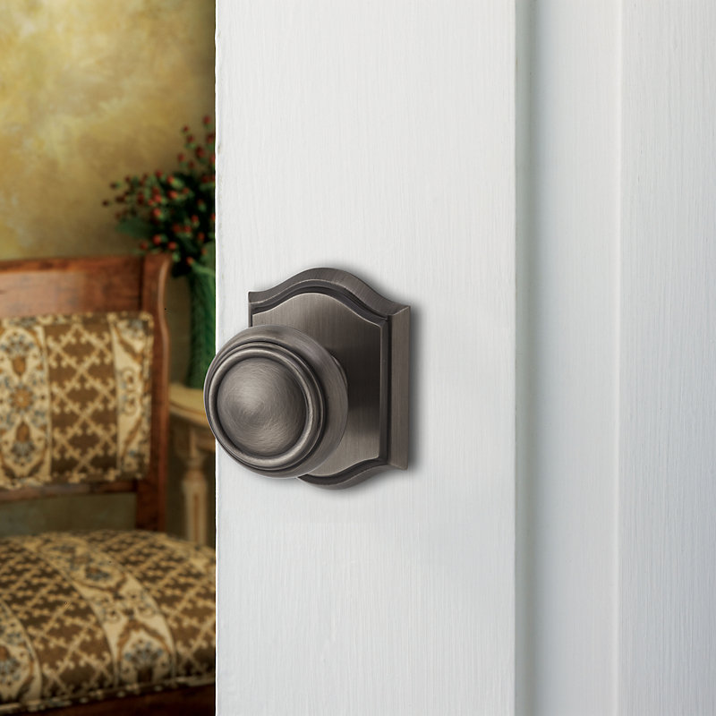 Traditional Keyed Door Knob with Traditional Arch Rose, Venetian Bronze, Keyed Alike