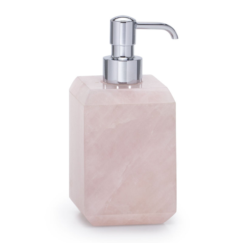 Rockwell Stone Bathroom Tray Tumbler Bathroom Accessory, Pink/Polished Chrome