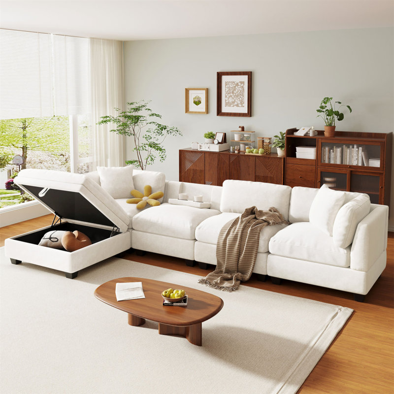 Latitude Run® Upholstered Modular Sofa With Removable Storage Ottoman ...