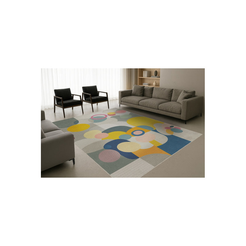Tapis beige tissé à l'envers Mosso, 4'11" x 7'7"