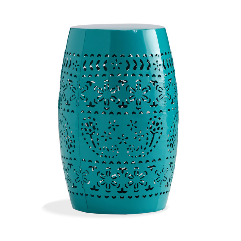 Tabouret de jardin extérieur, table d'appoint, dessus en dentelle 12 po, fer sarcelle, Sarcelle