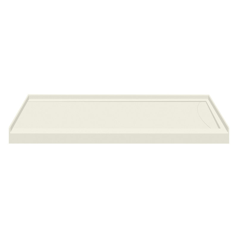 Transolid 60-in x 36-in Cast Solid Surface Shower Base with Linear Concealed, Right, Cameo