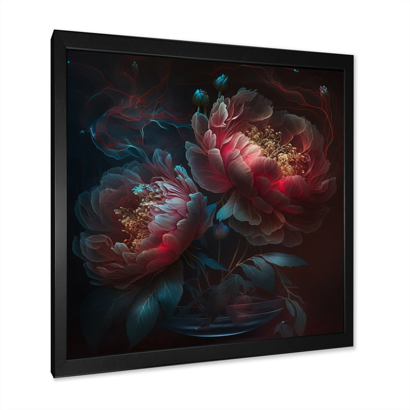 Harmonieuse fleur de pivoine rose - impression, Cadre photo noir, H 24 po x l 24 po x P 1 po