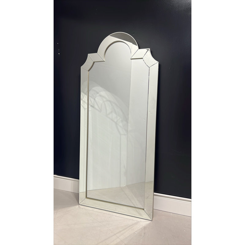 Miroir de plancher carré surdimensionné Spica avec cadre en feuille d'argent antique
