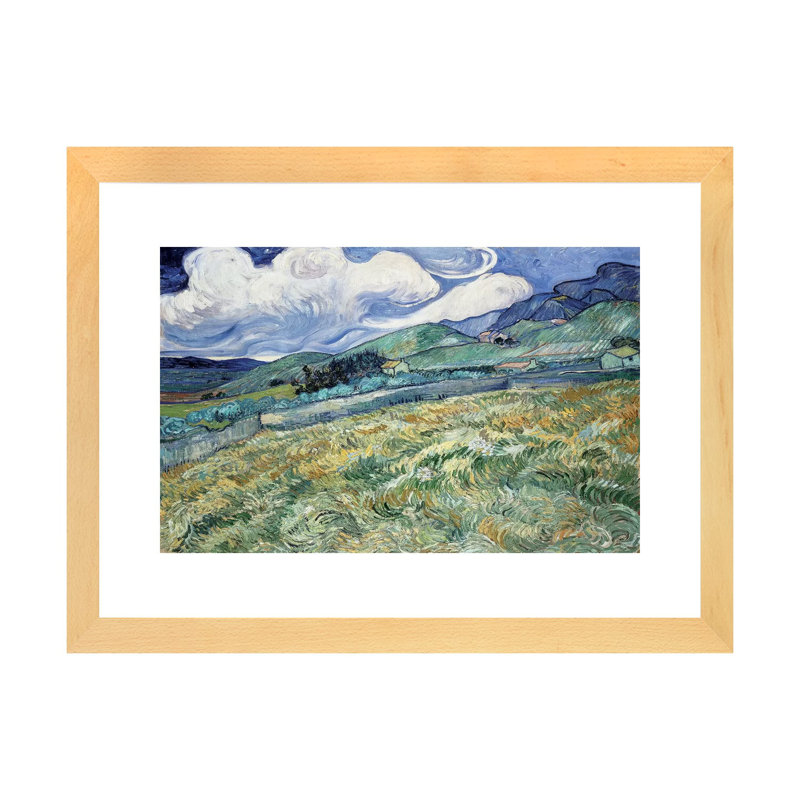 Paysage à Saint-Remy par Vincent Van Gogh - reproduction d'art, H 24 po x l 32 po x P 1 po, Papier encadré de bois naturel