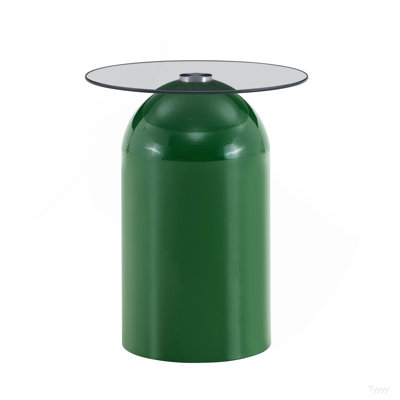 Small Coffee Table,Round Center Table,Modern Glass Coffee Table,Small Mid Century Coffee Table,Tempered Glass Top,For Living Room, Patio, Study Room,Office,Hotel(Green,19.6 *15.7 *10.6In)