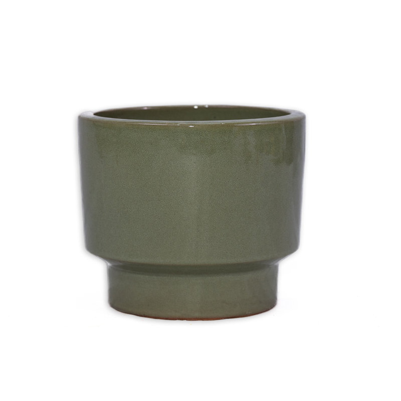 Colorful Ceramic Flowerpot, Antique Light Green